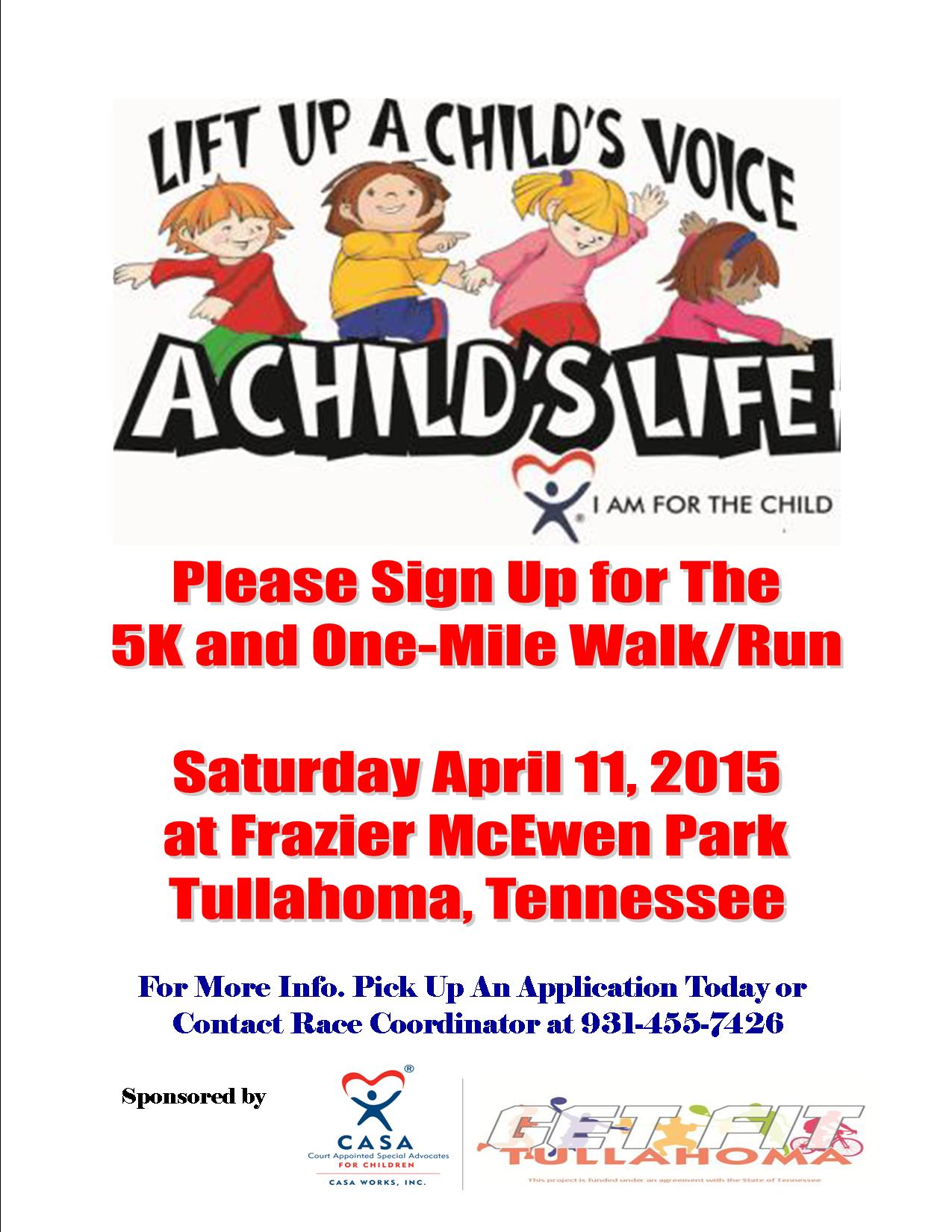 “I Am for the Child” 5k Family Fun Run and Walk Set For April 11