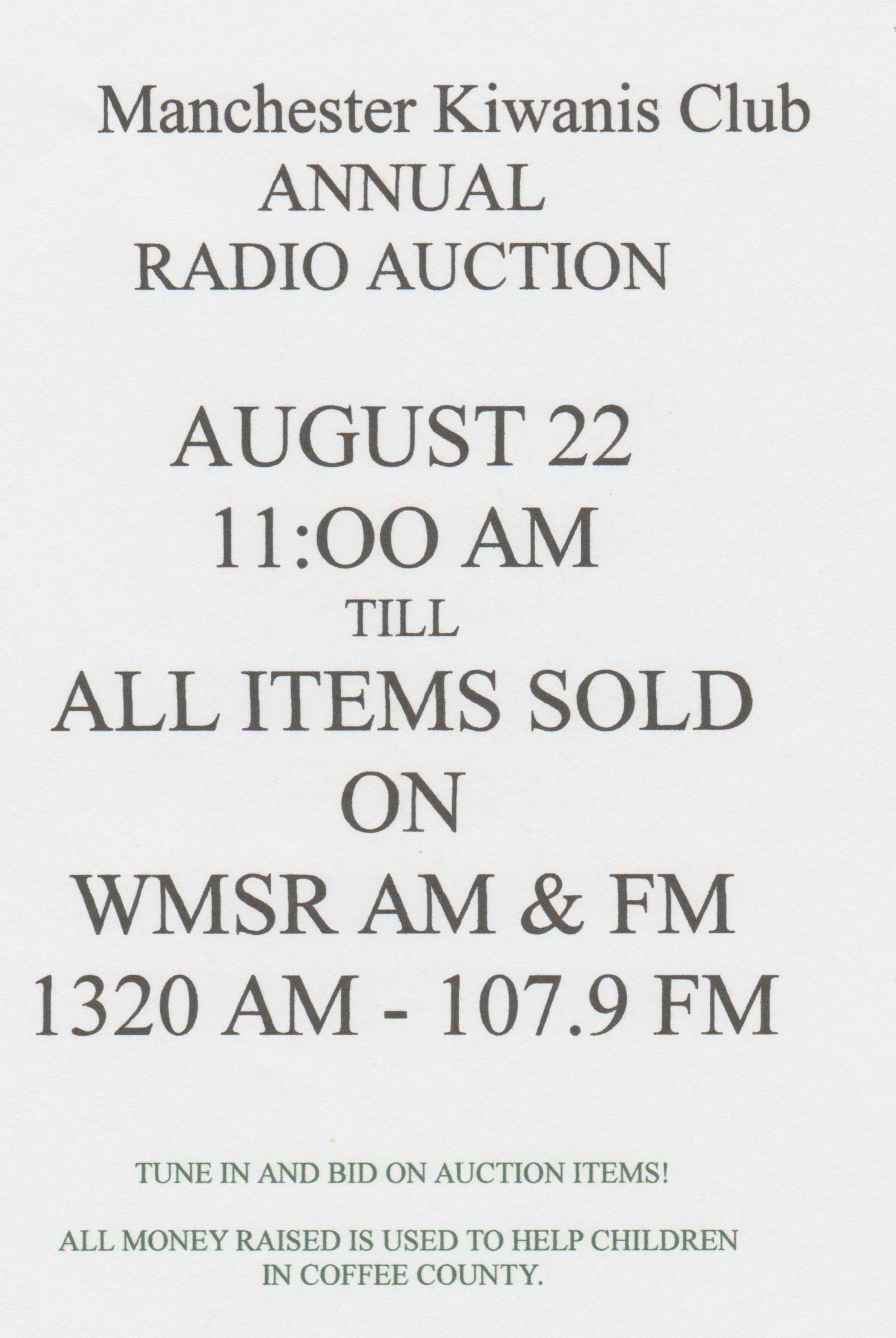 Kiwanis Radio Auction Is Saturday