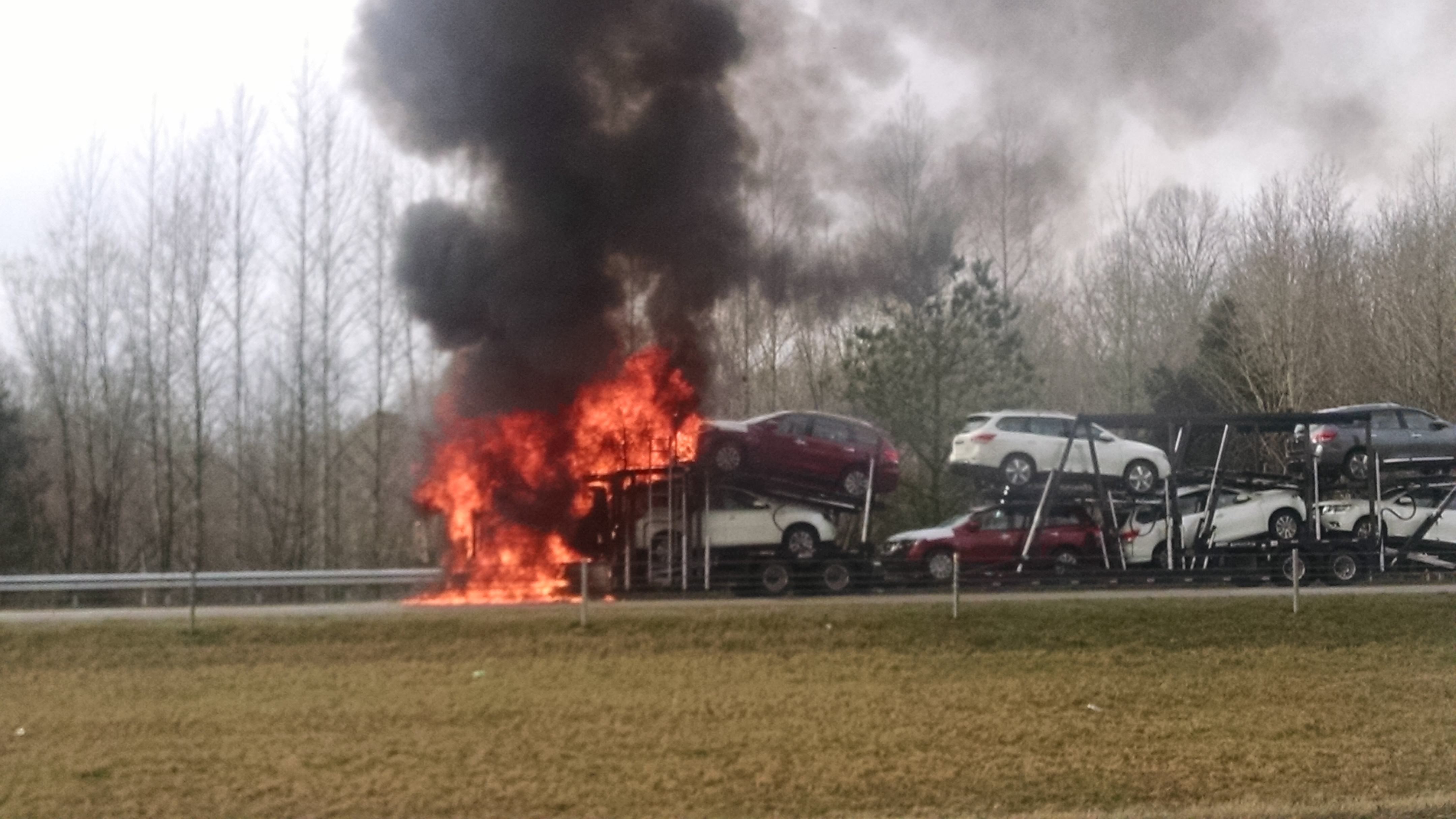 Fire Crews Battle Two Interstate Truck Fires