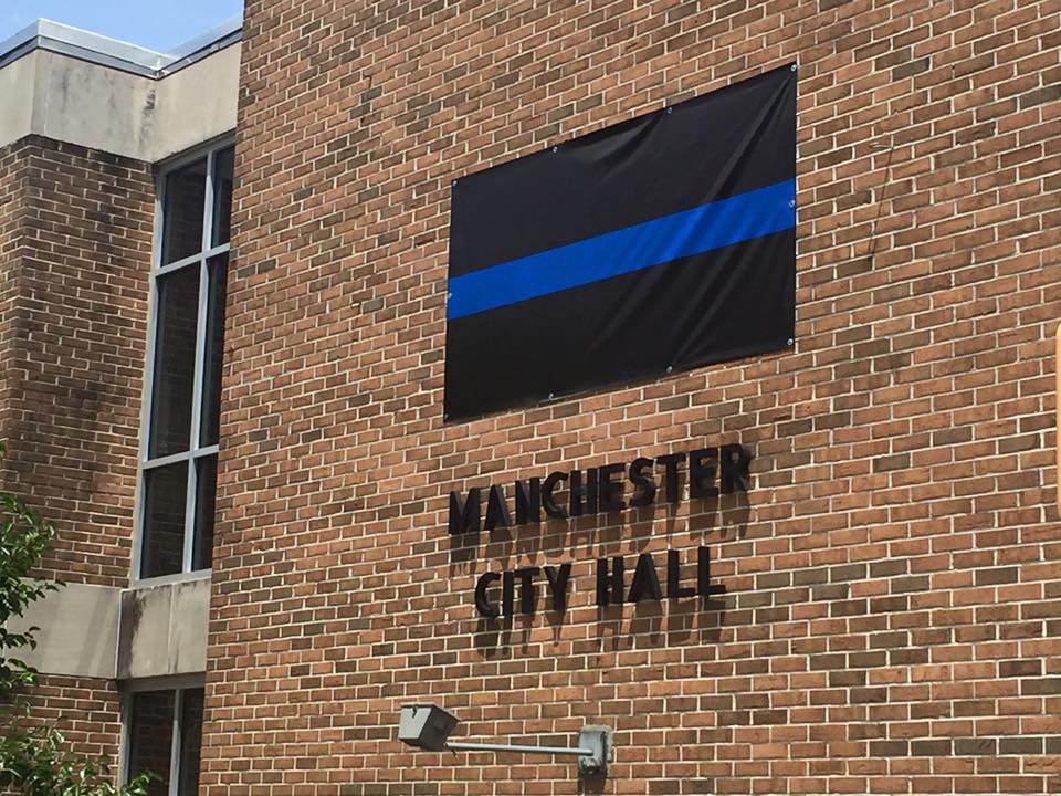 Thin Blue Line Banner donated to Manchester Police