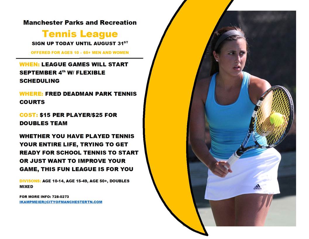 Manchester Recreation Department to Host Tennis League