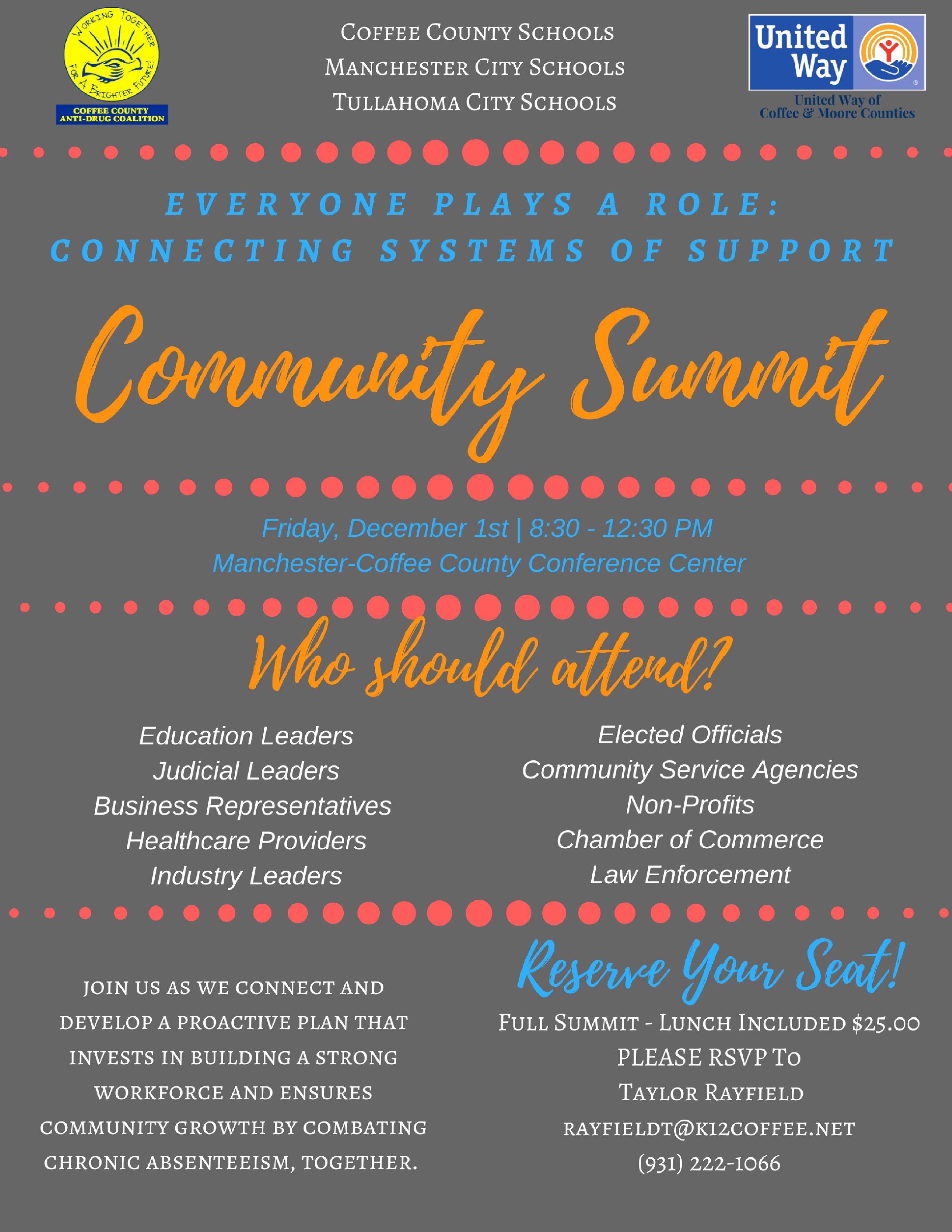 Everyone Plays a Role: Connecting Systems of Support Community Summit set for Dec. 1