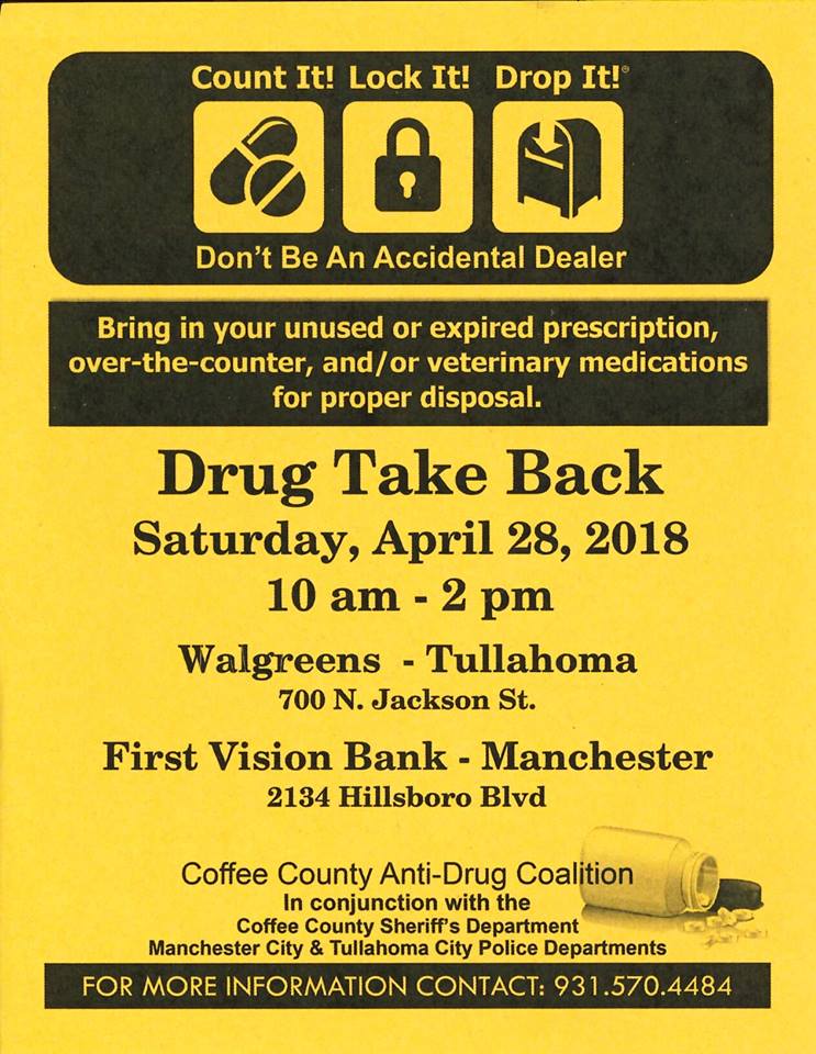 Coffee County Anti-Drug Coalition “Drug Take Back Day” is Saturday