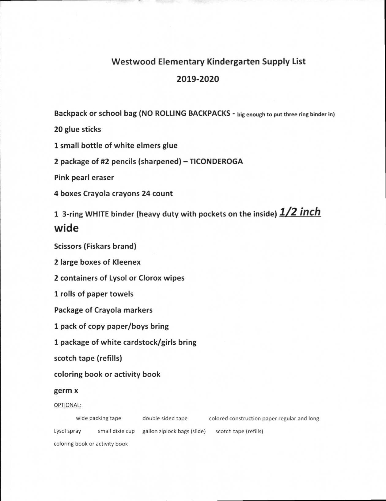 Supply lists for Manchester City Schools are here