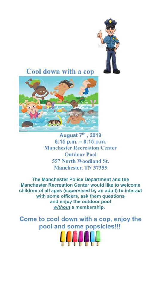 Manchester Police Department invite all youth to come to the pool, ‘cool down with a cop’