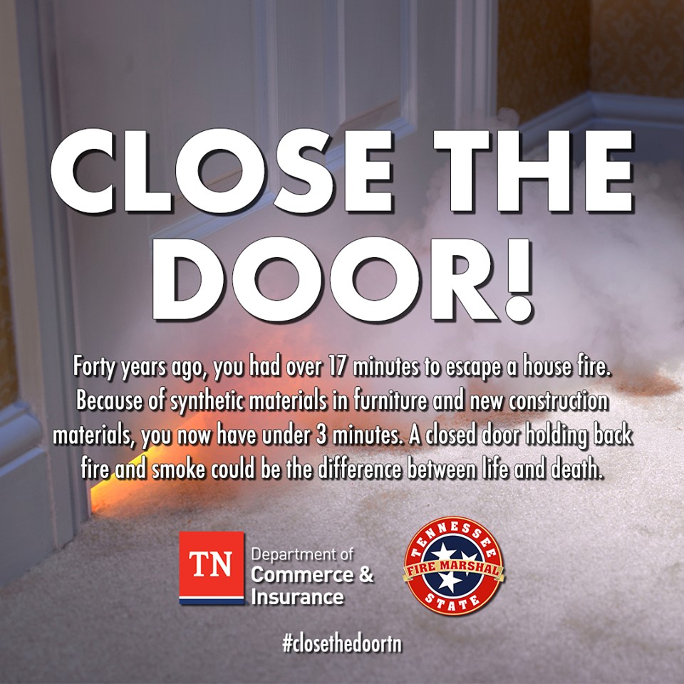 Closing the door can add time to escape fire