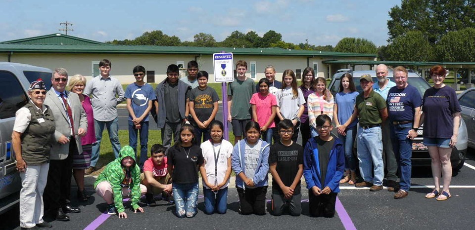 Westwood Middle School dedicates parking spot to combat wounded