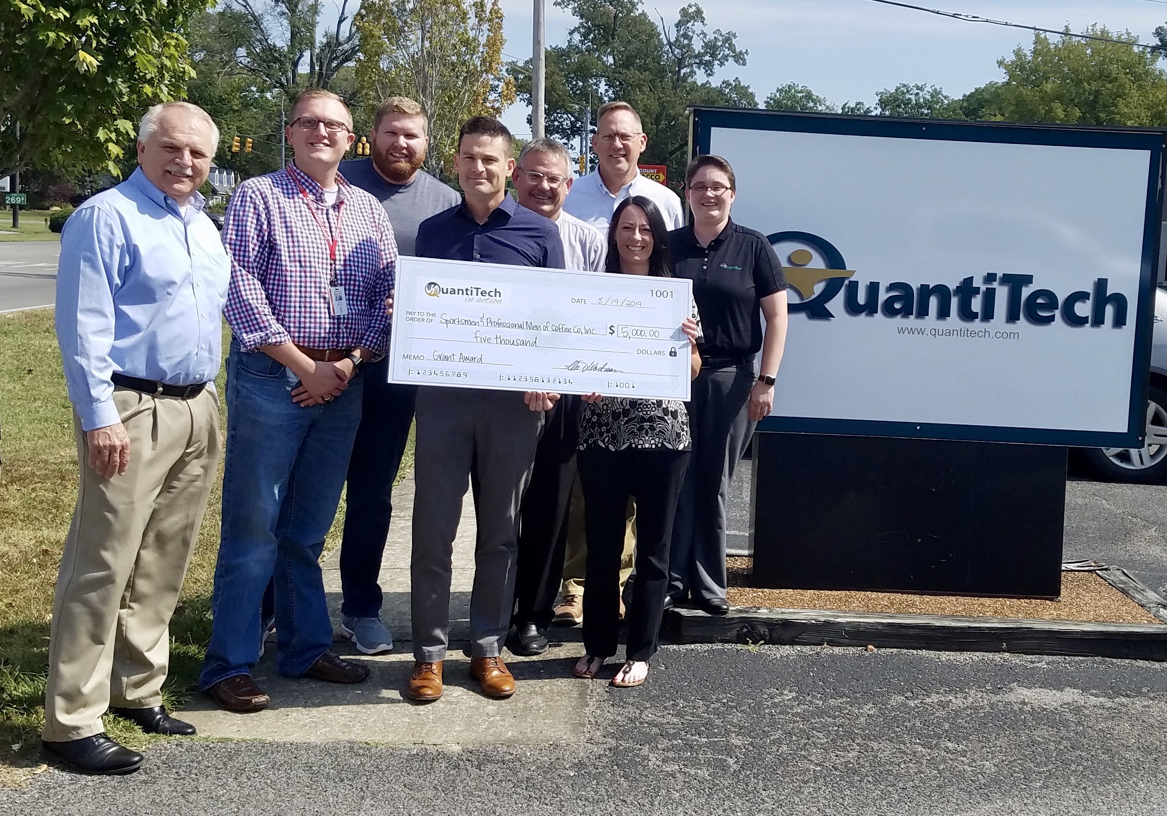 Sportsmen & Businessmen’s Charitable Organization Receives $5,000 Grant from QuantiTech Employees