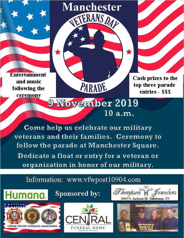 Manchester’s first Veterans Day Parade set for Nov. 9