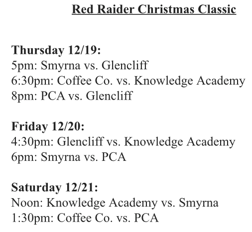 Coffee County Red Raider Basketball to Host Christmas Tournament Starting on Thursday