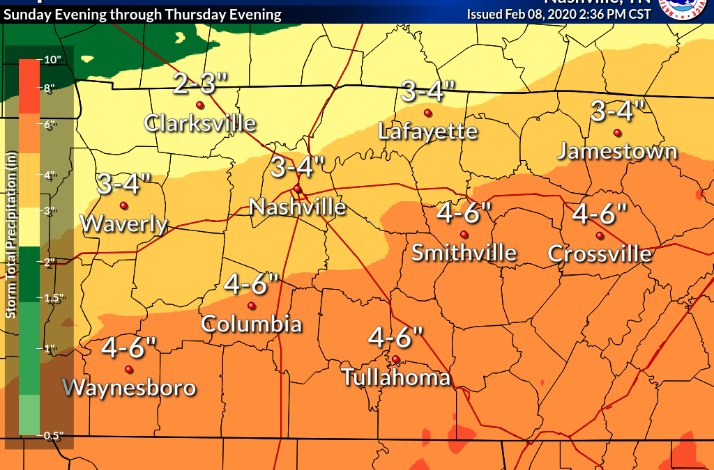 NWS predicts 4-6 more inches of rain for Manchester this week