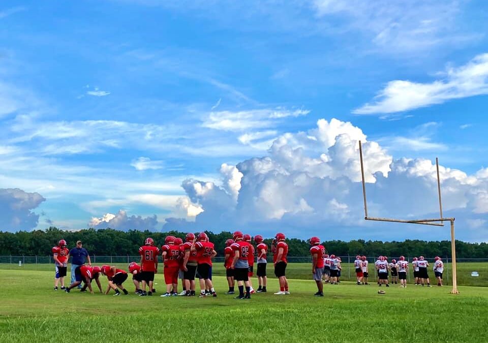 CHS football team holds first practice in helmets, shoulder pads