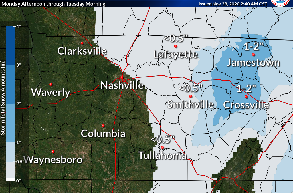 Snow in the forecast for Manchester Monday